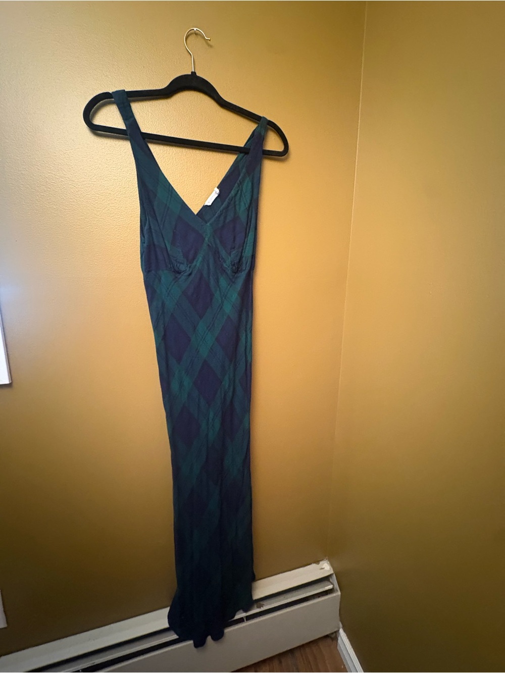 Avec Les Filles Navy & Green Plaid Maxi Dress